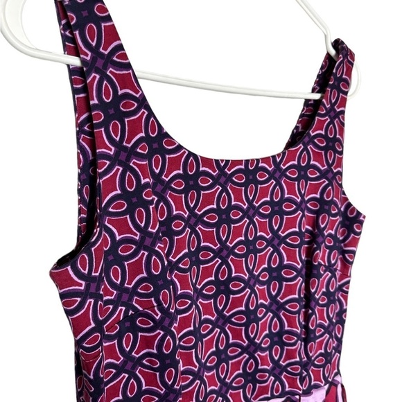 Taylor Geometric Fit and Flare Purple Lavender Sleeveless Cotton Blend Size 10 - Picture 7 of 9